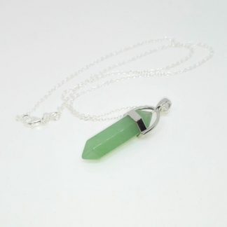 PENDANT GREEN AVENTURINE DOUBLE POINTED SILVER